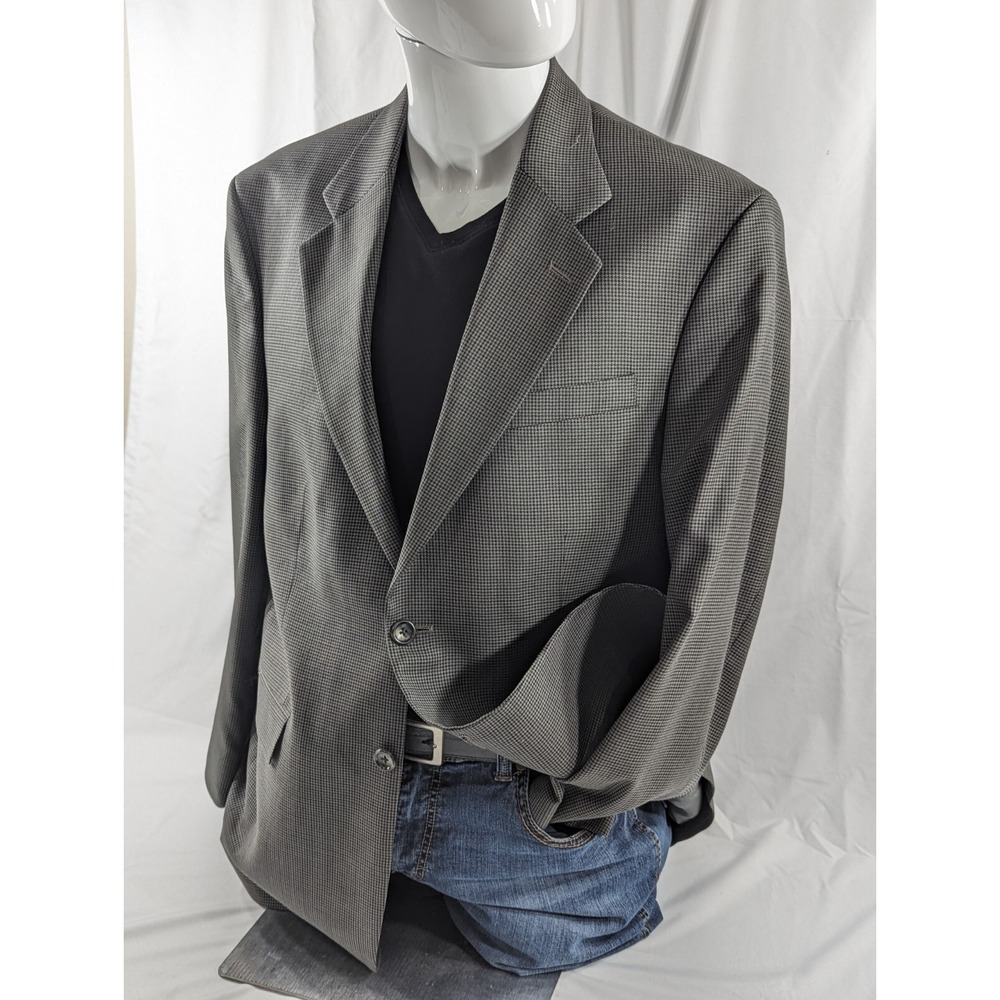 Stafford Blazer Sport Coat Jacket Dark Wool Classic Fit 42R Herringbone EUC‎